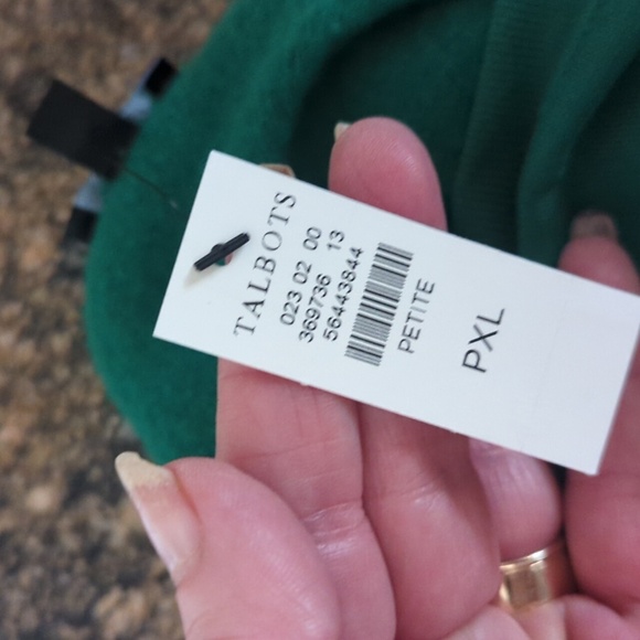 Talbots Green Boxy Polo Sweatshirt Raised Letters C'est La Vie Casual Chic XLP - Picture 2 of 7